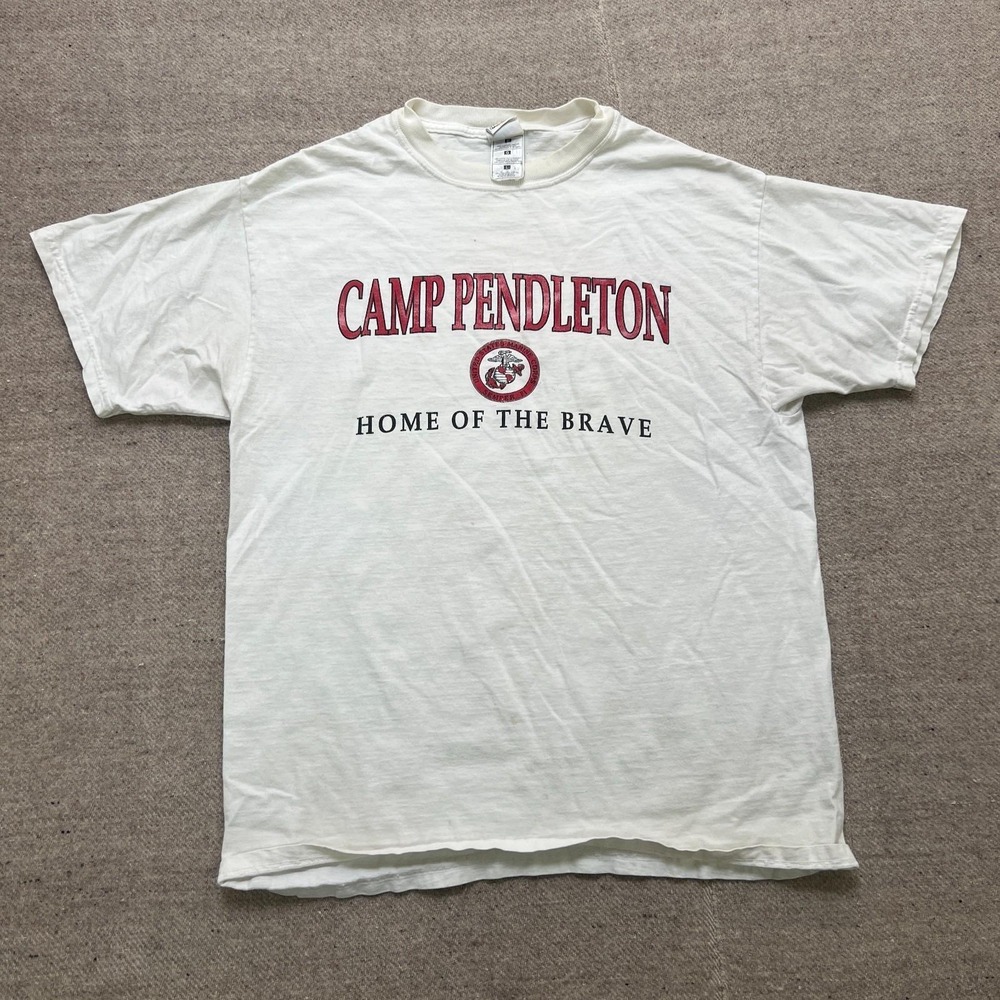 Vintage Camp Pendleton Shirt Mens Large White 1990s‎ Marine Corps